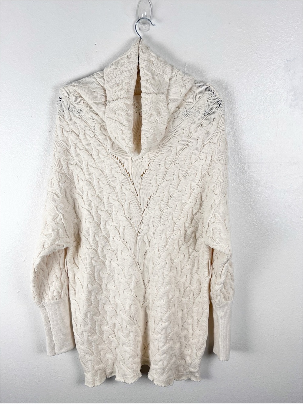 FREE PEOPLE For The Love Of Cables Knit Sweater Cream Turtleneck Sweater Dress